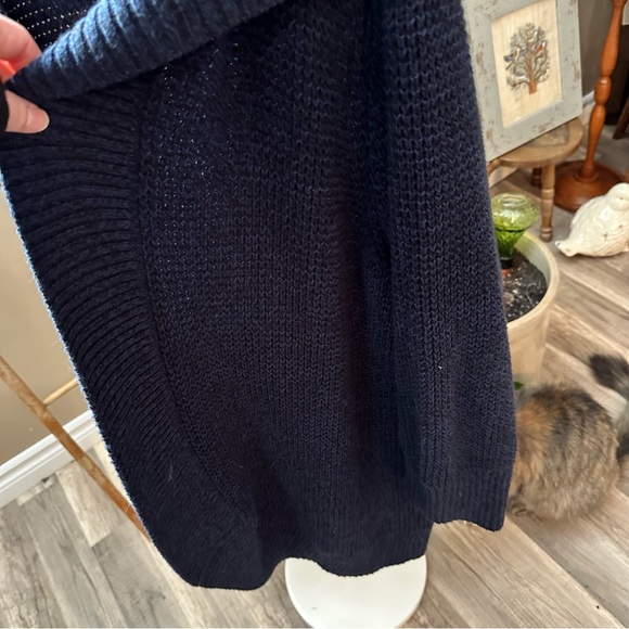 “In Every Story” Navy Open Front Hooded Cardigan - Picture 5 of 9